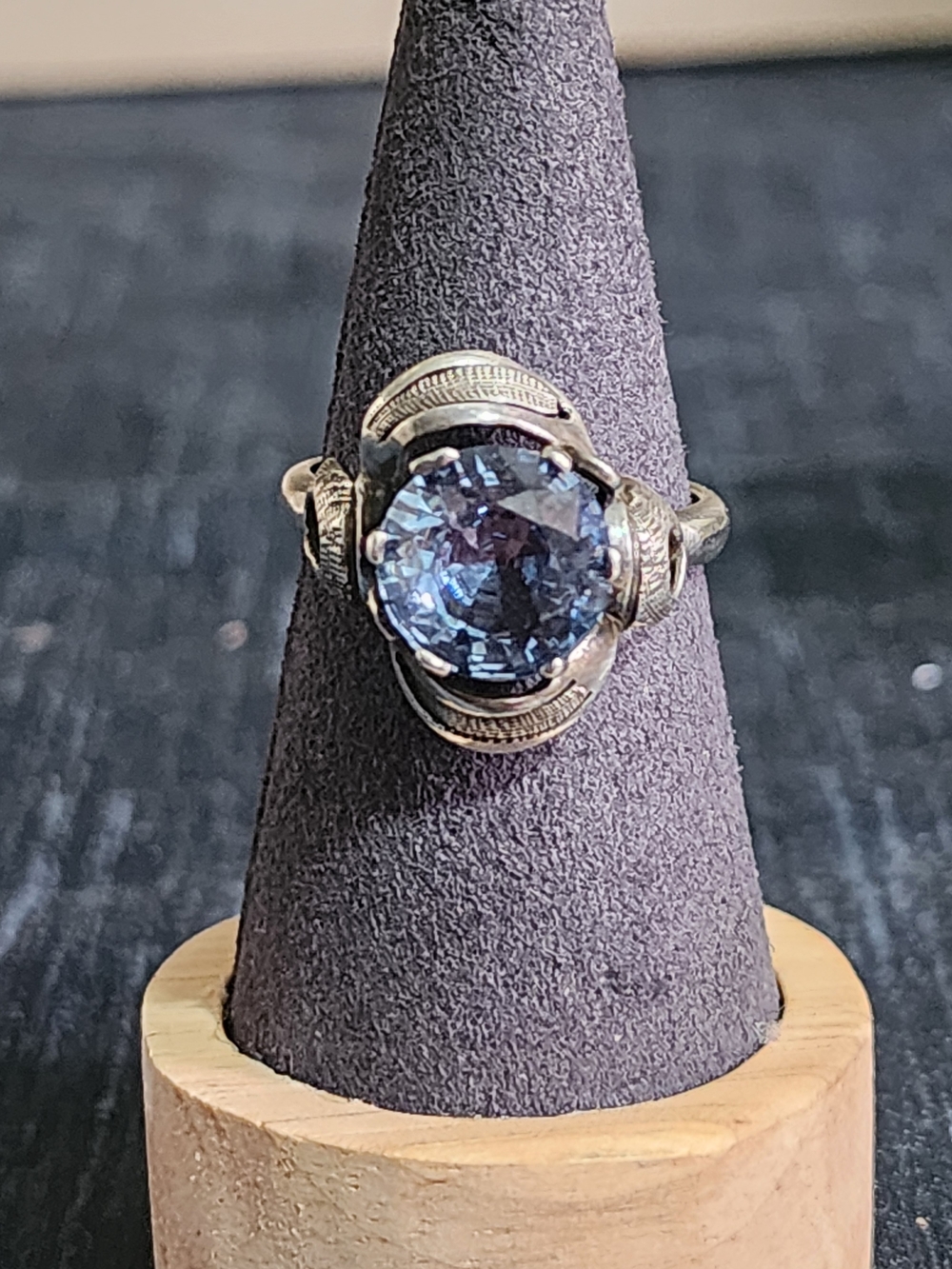 Vintage Sterling Silver Ring with Blue Gemstone Sz10 Estate Jewelry Mexico Taxco